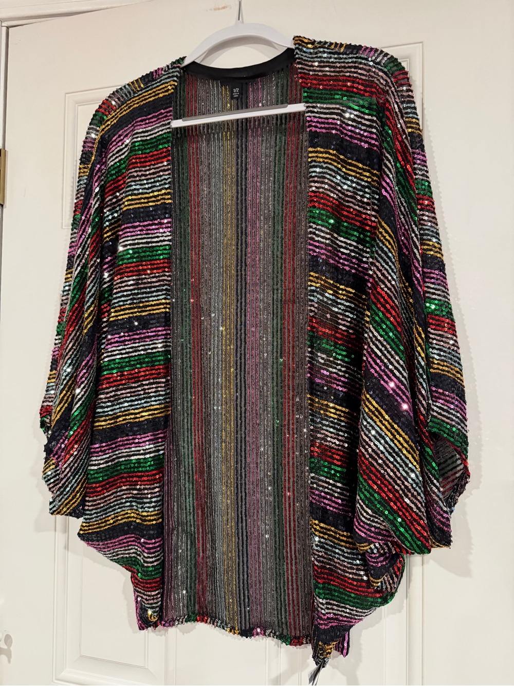 torrid Multi-Color Sequin Stripe Open Cardigan